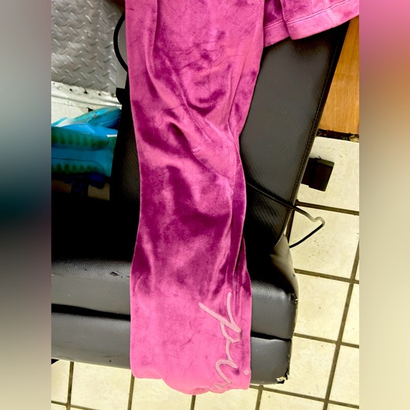 PINK velour pants in LUSCIOUS PLUM - Picture 1 of 5